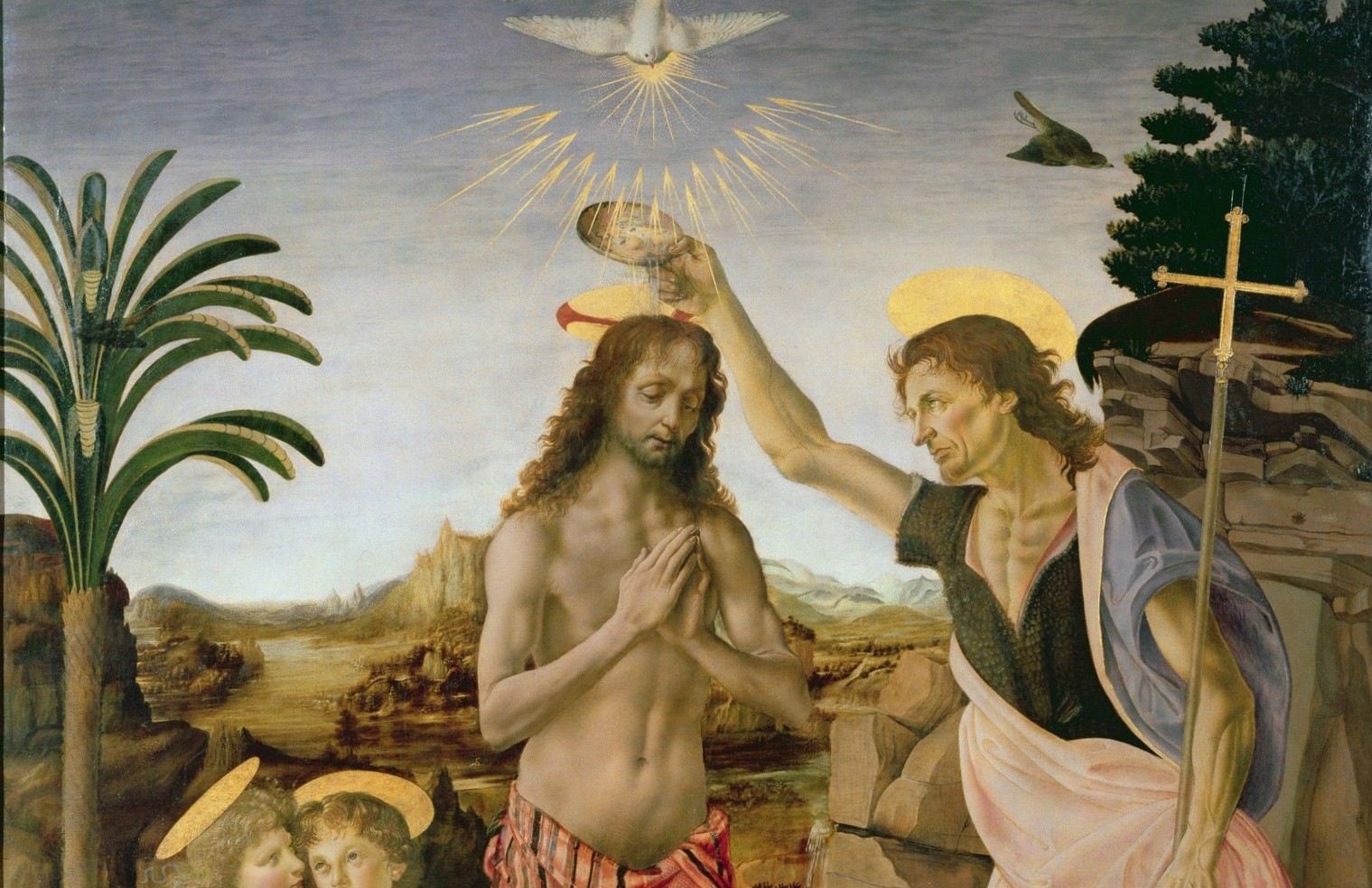 Chrzest Chrystusa, Andrea del Verrocchio i Leonardo da Vinci