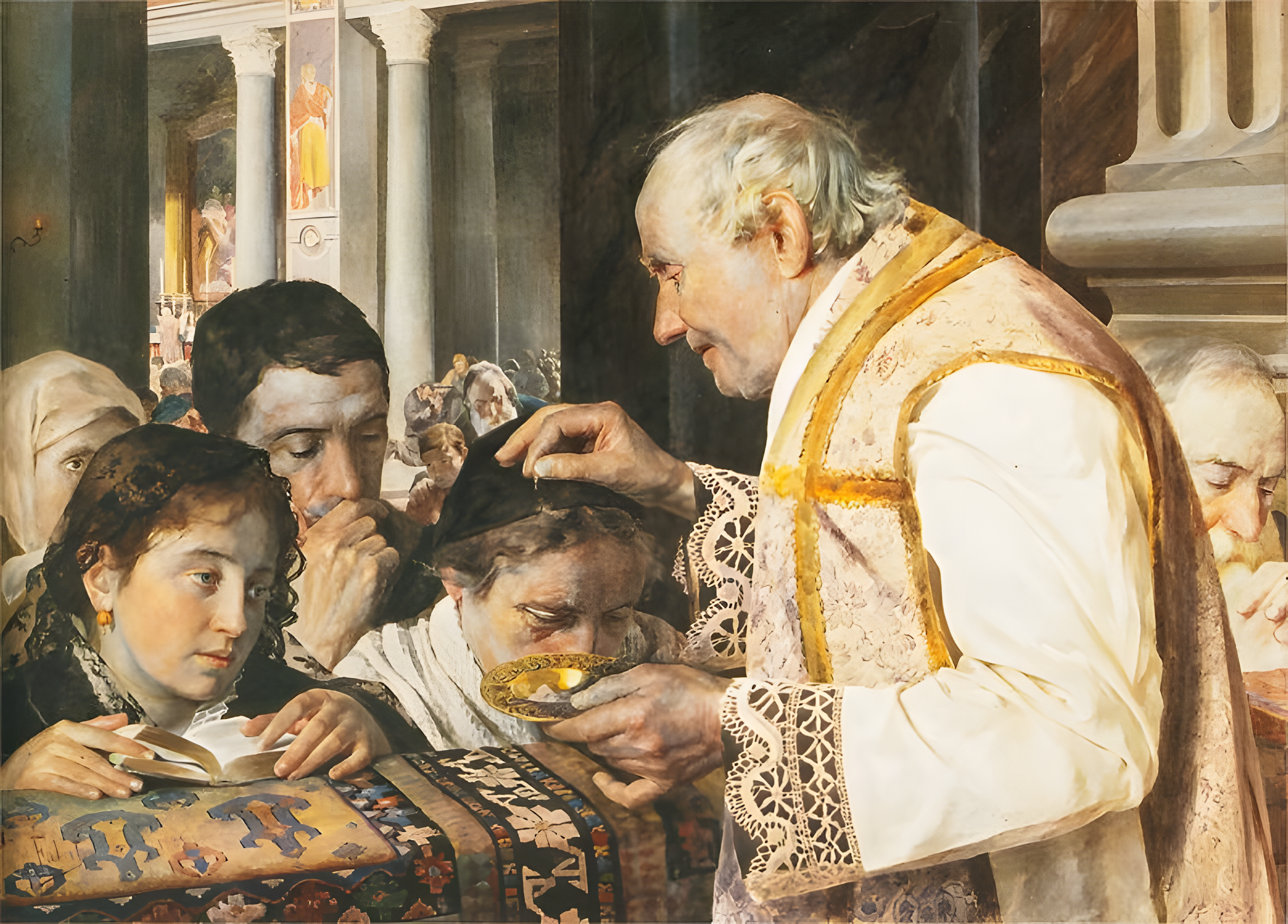Julian Fałat (1853 – 1929), „Popielec”, 1881 rok, akwarela, kolekcja prywatna; źródło: Wikimedia Commons